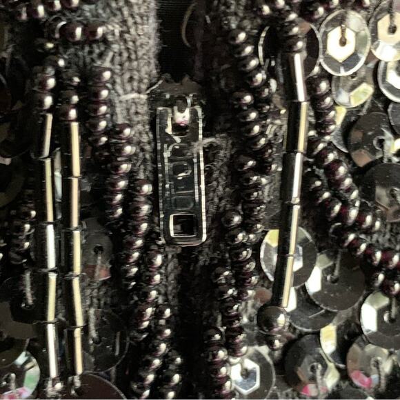 Vintage 1960s Black Beaded Sequin Fringe Blouse Size Small - Picture 9 of 15